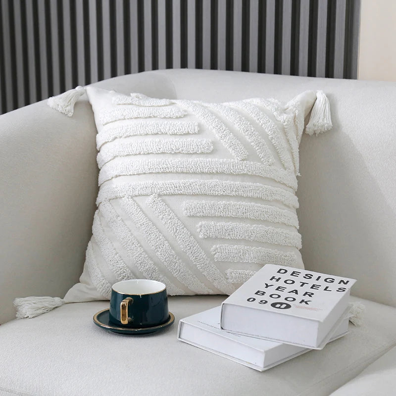 Throw Pillow Tufted Diamond Cotton Removable Cover