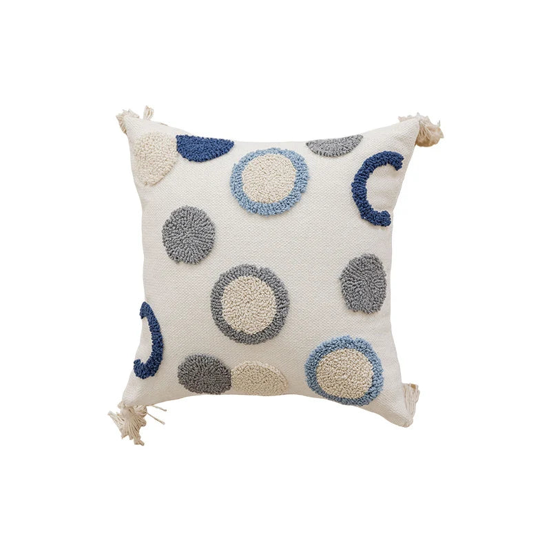 Throw Pillow Tufted Dot Cotton-Blend Hidden Zipper