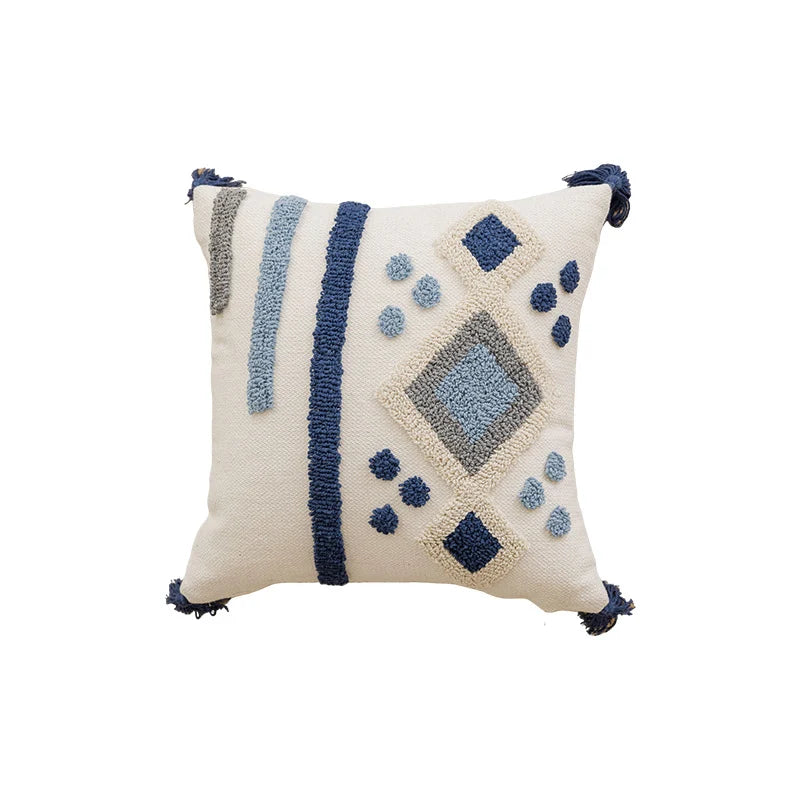 Throw Pillow Tufted Dot Cotton-Blend Hidden Zipper