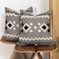 Throw Pillow Tufted Geometric Braided Edge Removable Cover