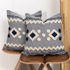 Throw Pillow Tufted Geometric Braided Edge Removable Cover