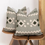 Throw Pillow Tufted Geometric Braided Edge Removable Cover