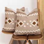 Throw Pillow Tufted Geometric Braided Edge Removable Cover