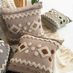 Throw Pillow Tufted Geometric Braided Edge Removable Cover