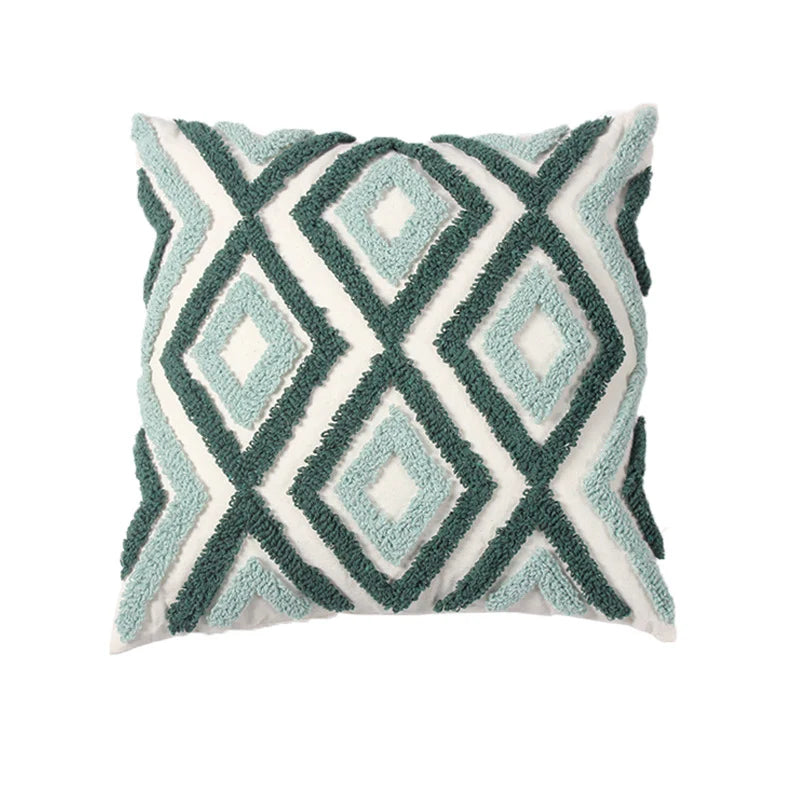 Throw Pillow Tufted Geometric Tassels Removable Cotton Cover