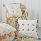 Throw Pillow Tufted Geometric Tassels Removable Cotton Cover