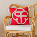 Throw Pillow Tufted Monogram Removable Cover Insert Included