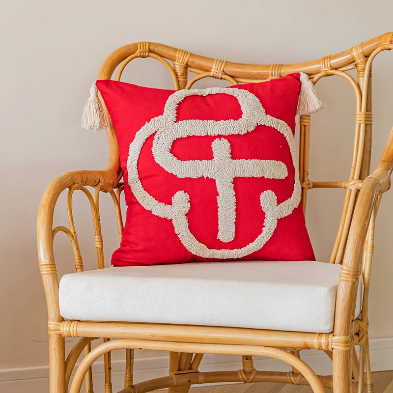 Throw Pillow Tufted Monogram Removable Cover Insert Included