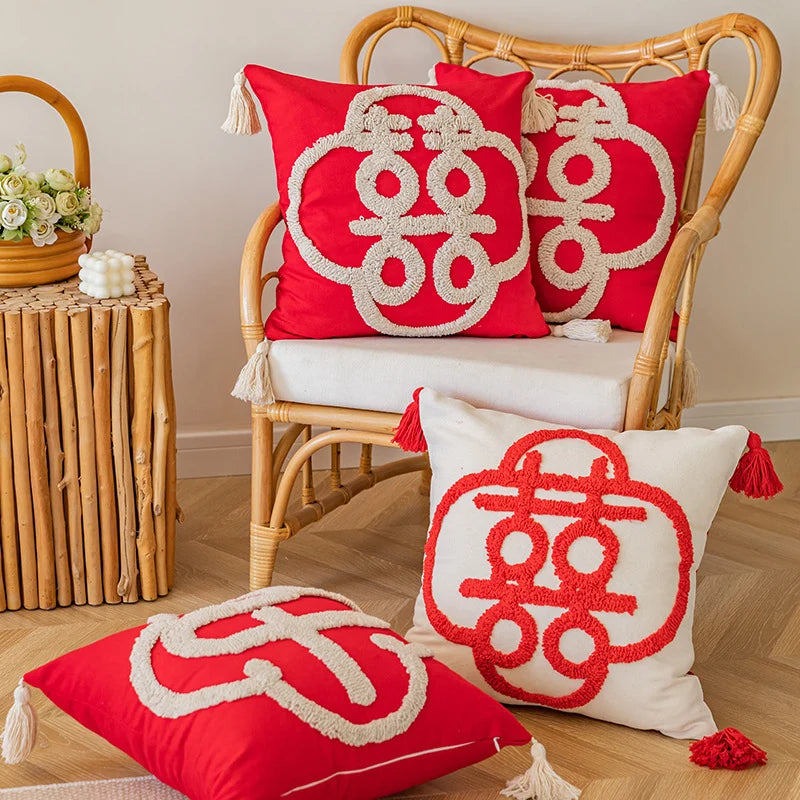 Throw Pillow Tufted Monogram Removable Cover Insert Included