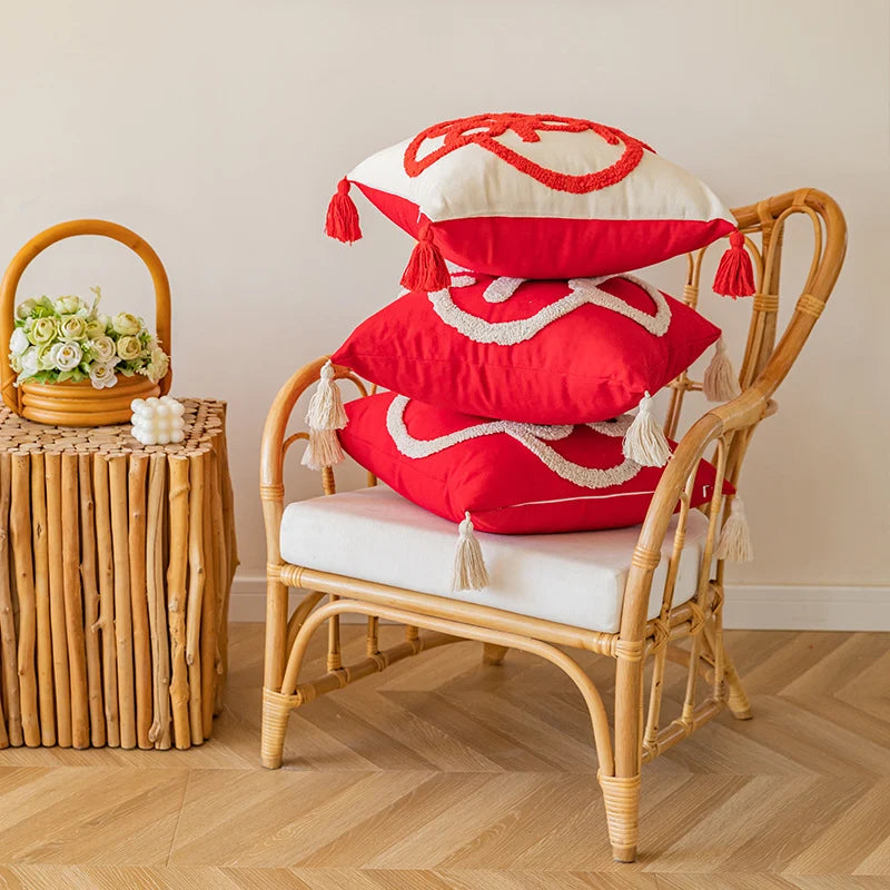 Throw Pillow Tufted Monogram Removable Cover Insert Included