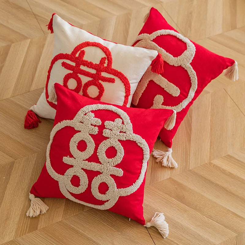 Throw Pillow Tufted Monogram Removable Cover Insert Included