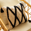 Throw Pillow Tufted Texture Tassel Corners Removable Cotton-Blend Cover