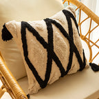 Throw Pillow Tufted Texture Tassel Corners Removable Cotton-Blend Cover