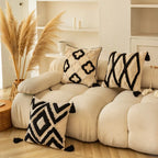 Throw Pillow Tufted Texture Tassel Corners Removable Cotton-Blend Cover
