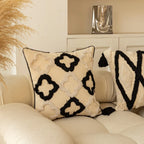 Throw Pillow Tufted Texture Tassel Corners Removable Cotton-Blend Cover