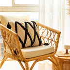 Throw Pillow Tufted Texture Tassel Corners Removable Cotton-Blend Cover