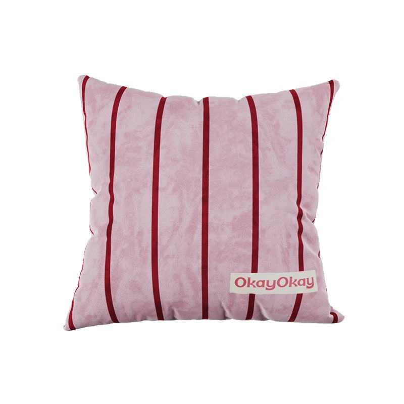 Throw Pillow Velvet Vertical Stripe Removable Cover
