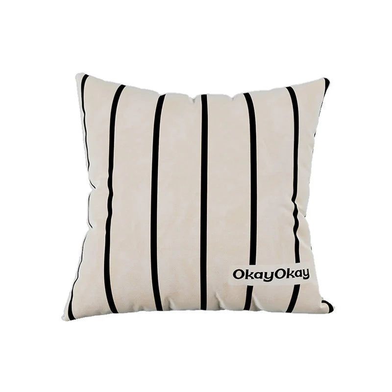 Throw Pillow Velvet Vertical Stripe Removable Cover