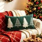 Throw Pillow Velveteen Embroidered Pom Berries Hidden Zipper