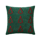 Throw Pillow Velveteen Embroidered Pom Berries Hidden Zipper