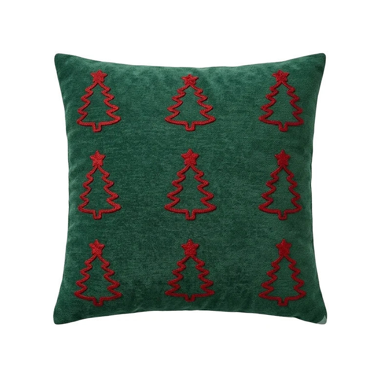 Throw Pillow Velveteen Embroidered Pom Berries Hidden Zipper