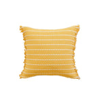 Throw Pillow Woven Striped Fringed Edges Removable Cover