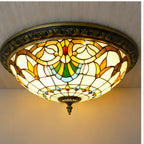 Tiffany-Style Stained Glass Sunflower Flush Mount Ceiling Light
