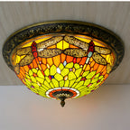 Tiffany-Style Stained Glass Sunflower Flush Mount Ceiling Light