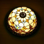Tiffany-Style Stained Glass Sunflower Flush Mount Ceiling Light