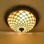 Tiffany-Style Stained Glass Sunflower Flush Mount Ceiling Light