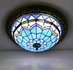 Tiffany-Style Stained Glass Sunflower Flush Mount Ceiling Light