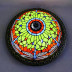 Tiffany-Style Stained Glass Sunflower Flush Mount Ceiling Light
