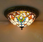 Tiffany-Style Stained Glass Sunflower Flush Mount Ceiling Light