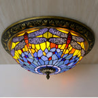 Tiffany-Style Stained Glass Sunflower Flush Mount Ceiling Light