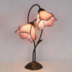 Tiffany-Style Twin Flower Stained Glass Table Lamp
