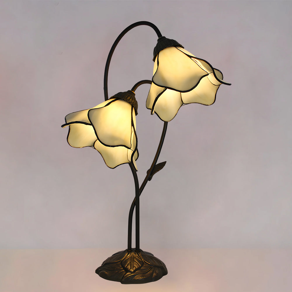 Tiffany-Style Twin Flower Stained Glass Table Lamp