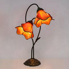 Tiffany-Style Twin Flower Stained Glass Table Lamp