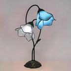 Tiffany-Style Twin Flower Stained Glass Table Lamp