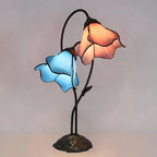 Tiffany-Style Twin Flower Stained Glass Table Lamp
