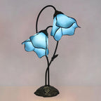Tiffany-Style Twin Flower Stained Glass Table Lamp