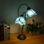 Tiffany-Style Twin Flower Stained Glass Table Lamp