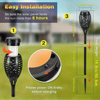 Tiki Torch Lights Solar Flickering Flame Set of 12