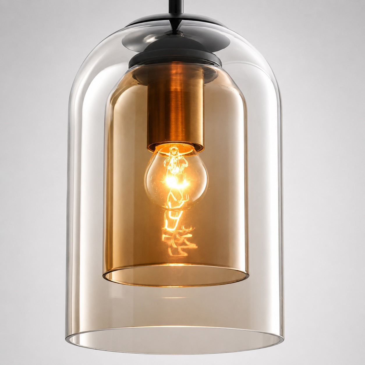 Tinted Glass & Iron Pendant Light (Adjustable Cord)