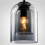 Tinted Glass & Iron Pendant Light (Adjustable Cord)