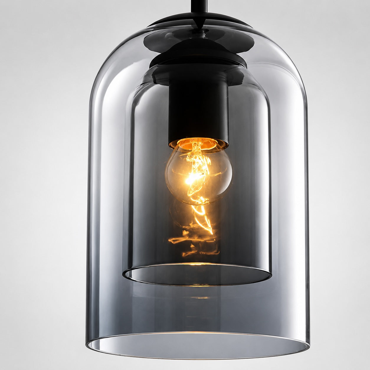 Tinted Glass & Iron Pendant Light (Adjustable Cord)