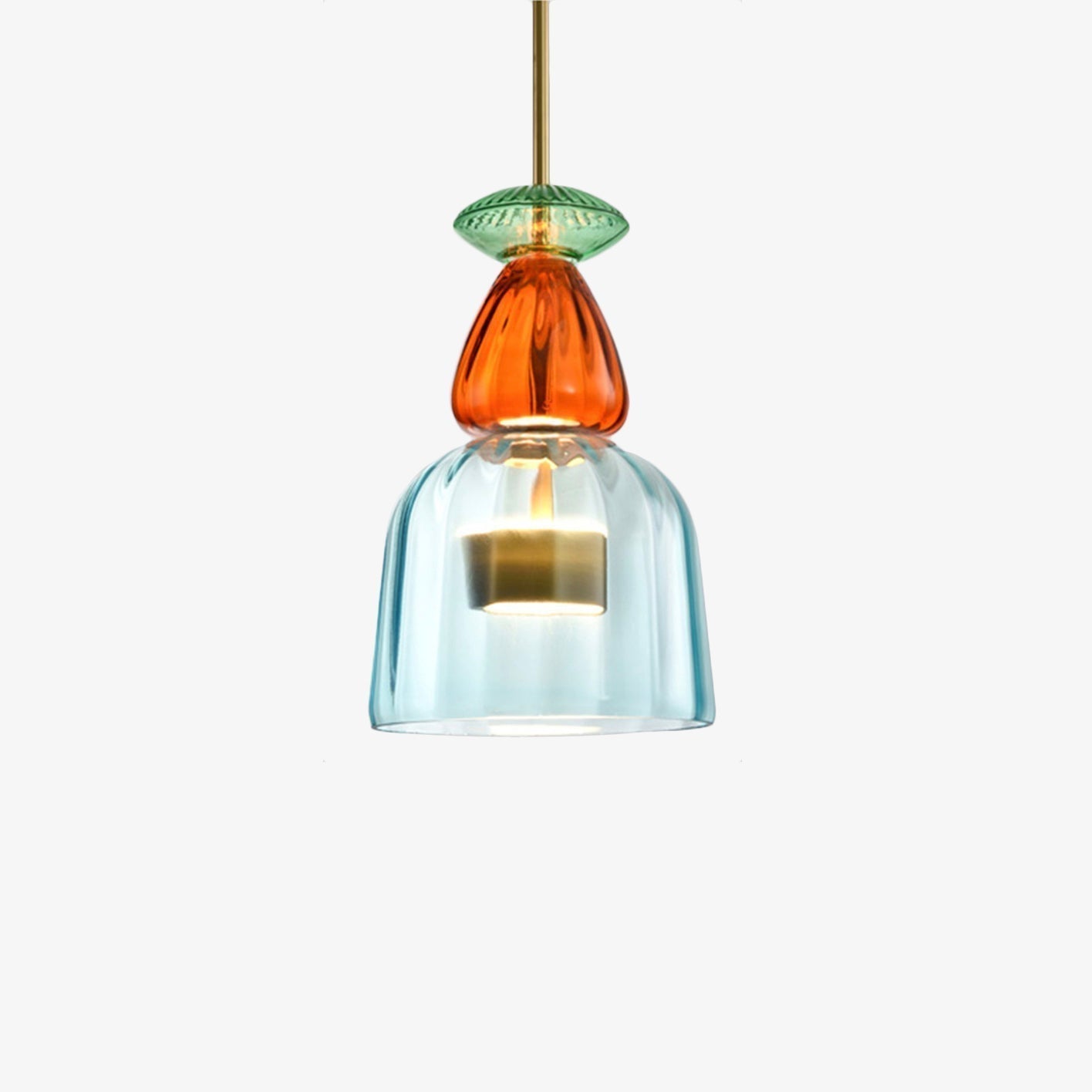 Tinted Glass Metal Frame & Integrated LED Pendant Light (Three Sizes)