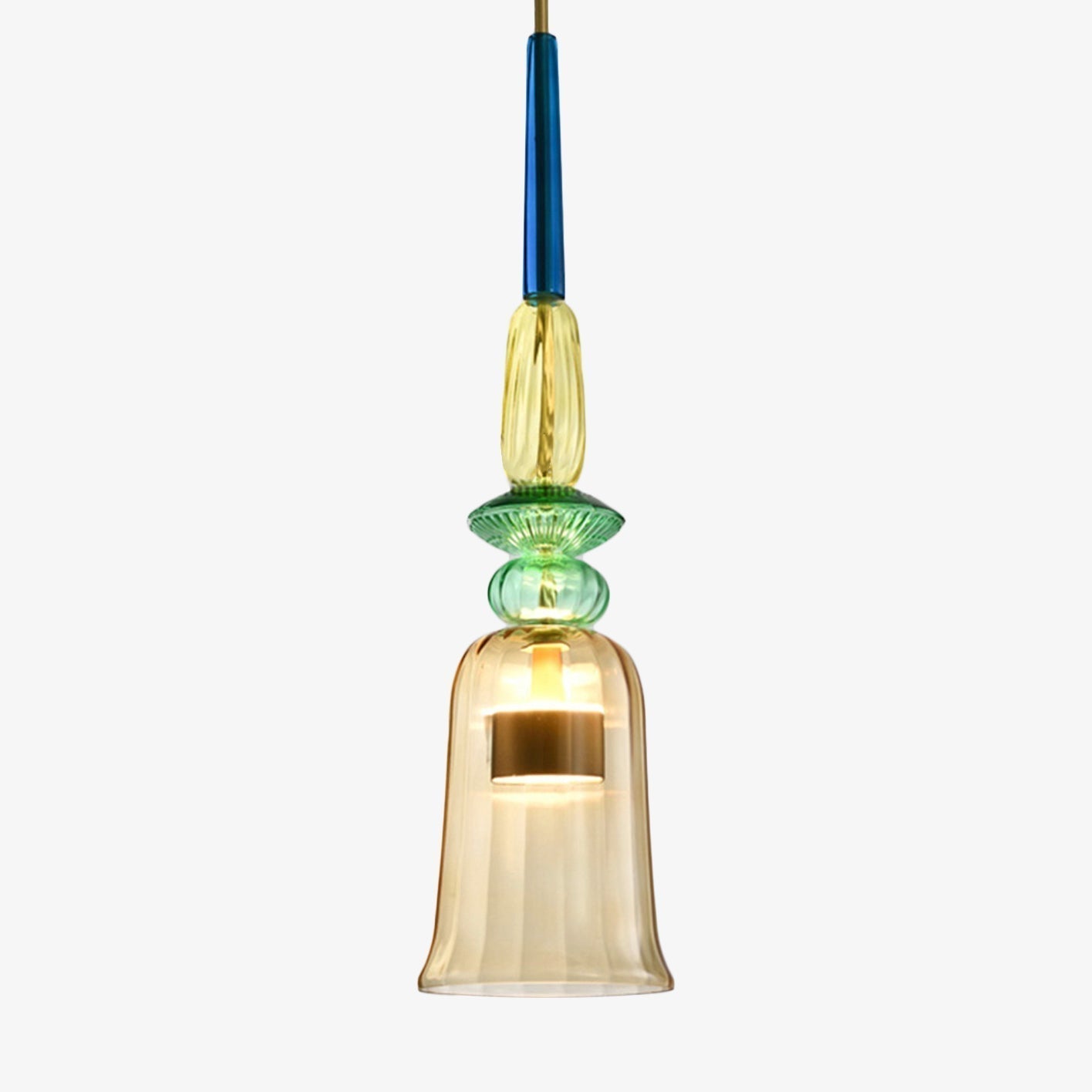 Tinted Glass Metal Frame & Integrated LED Pendant Light (Three Sizes)
