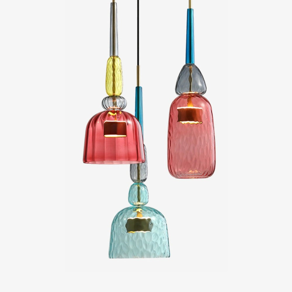 Tinted Glass Metal Frame & Integrated LED Pendant Light (Three Sizes)