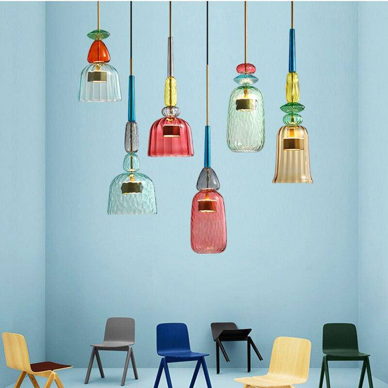 Tinted Glass Metal Frame & Integrated LED Pendant Light (Three Sizes)