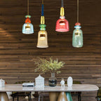 Tinted Glass Metal Frame & Integrated LED Pendant Light (Three Sizes)